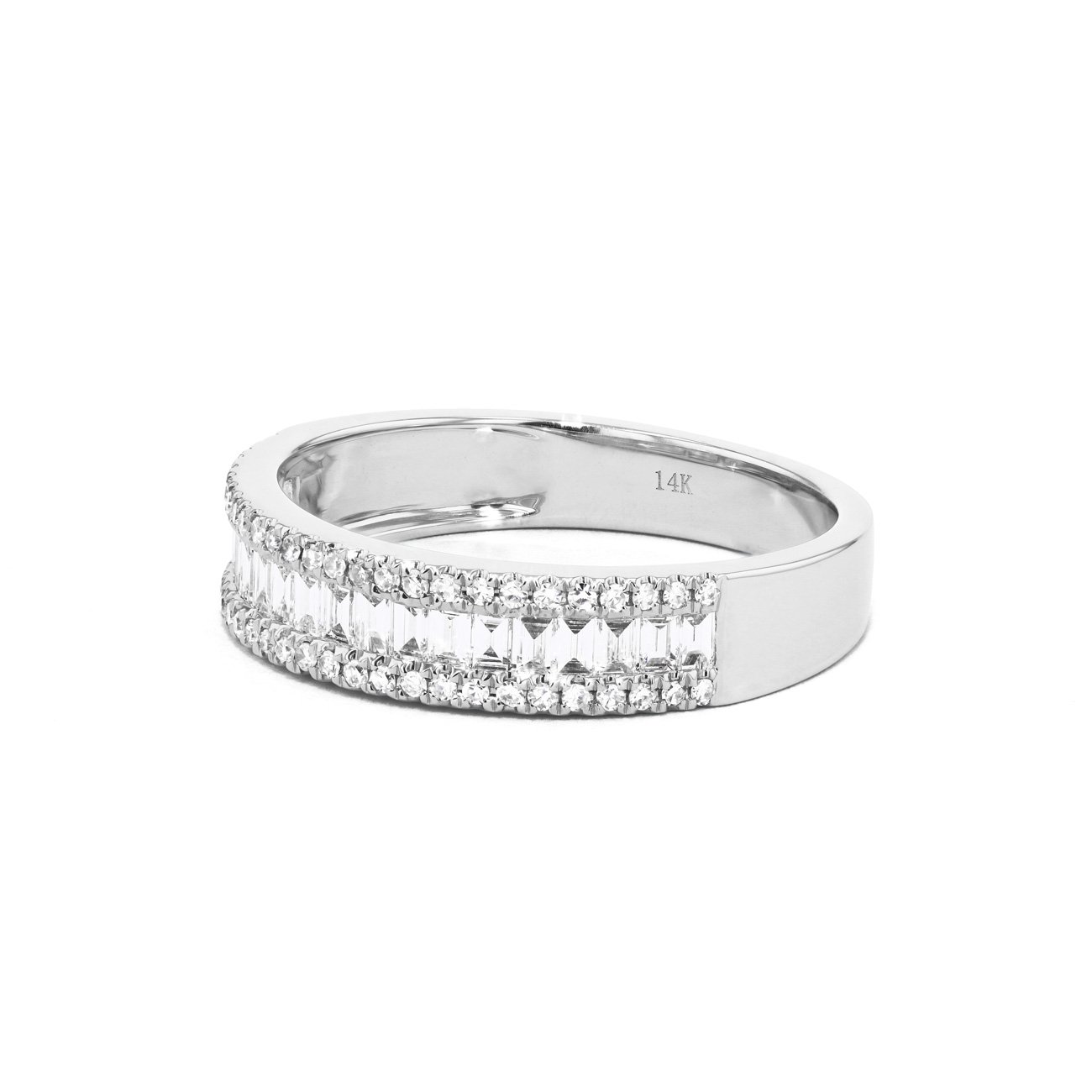 Petite Baguette and Round Diamond Ring Ring Princess Bride Diamonds 