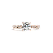 Rosette Round Engagement Rings Princess Bride Diamonds 3 14K Rose Gold 