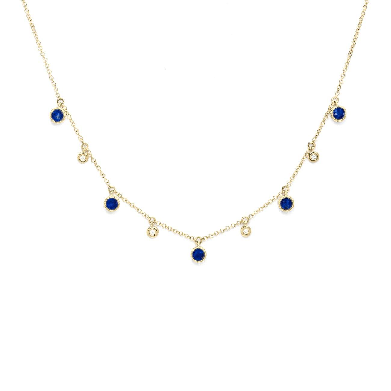 Round Bezel Lapis Lazuli and Diamonds Necklace Necklaces Princess Bride Diamonds 