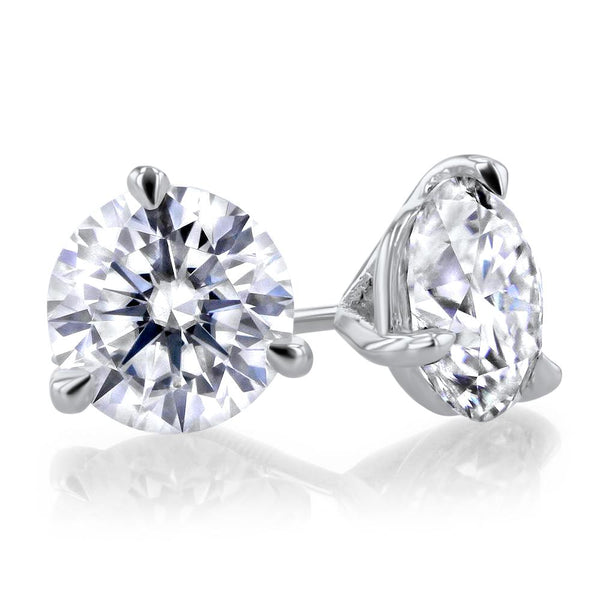 Round Hearts & Arrows Moissanite Stud Earrings Fine Jewelry Earrings Princess Bride Diamonds 