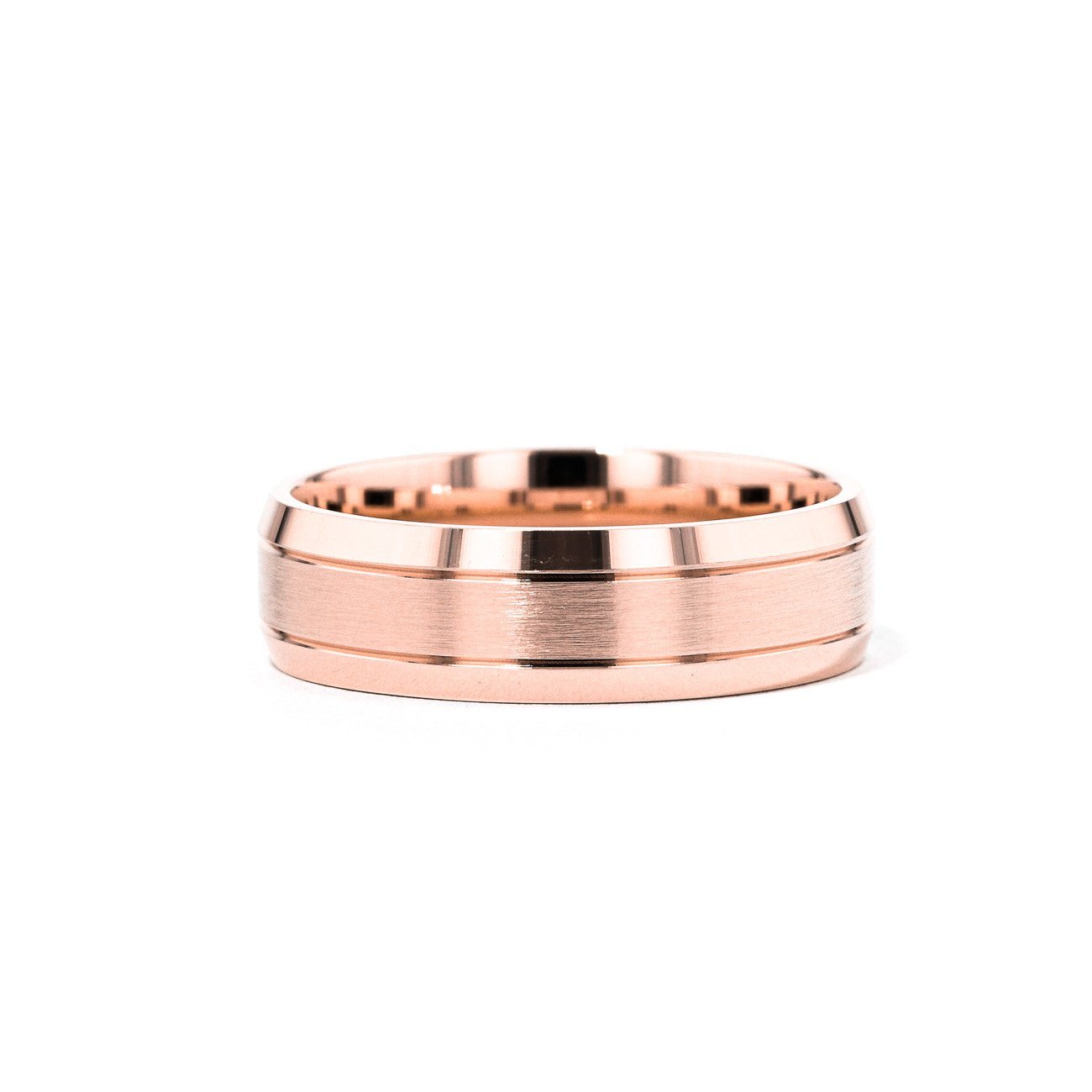 Satin Finish Bevel Edge 6.5mm Gold Ring Ring Princess Bride Diamonds 6 14K Rose Gold 