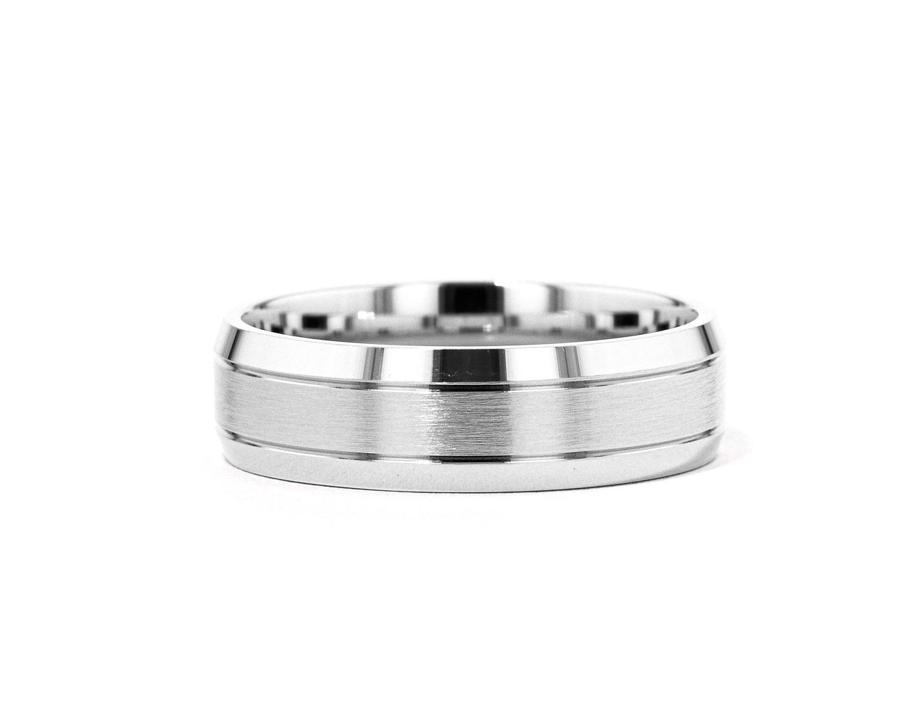 Satin Finish Bevel Edge 6.5mm Gold Ring Ring Princess Bride Diamonds 6 14K White Gold 
