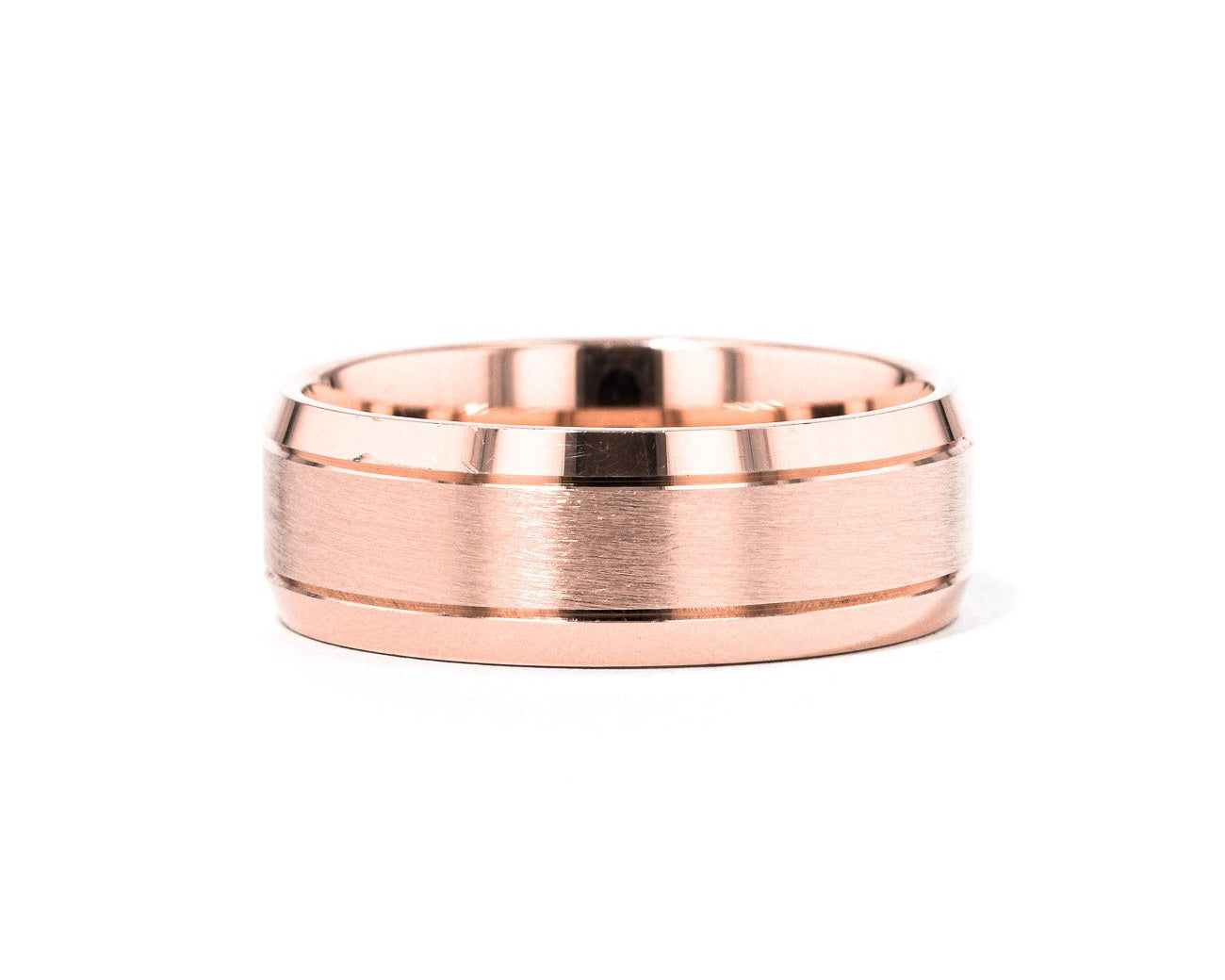 Satin Finish Bevel Edge 8mm Gold Ring Ring Princess Bride Diamonds 6 14K Rose Gold 