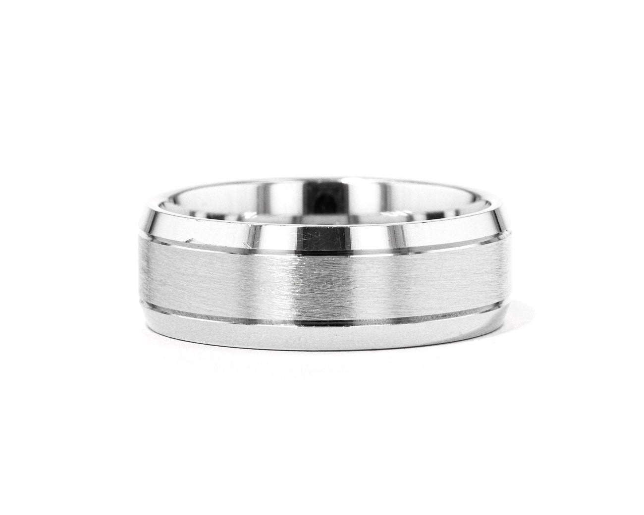 Satin Finish Bevel Edge 8mm Gold Ring Ring Princess Bride Diamonds 6 14K White Gold 