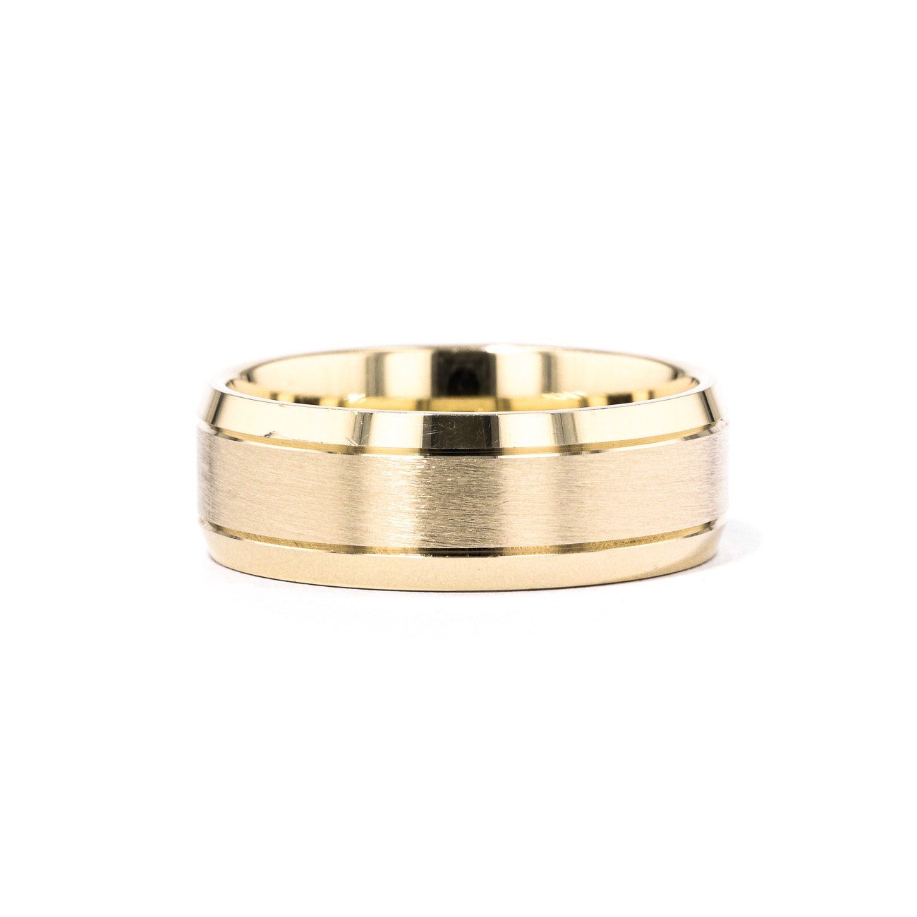 Satin Finish Bevel Edge 8mm Gold Ring Ring Princess Bride Diamonds 6 14K Yellow Gold 