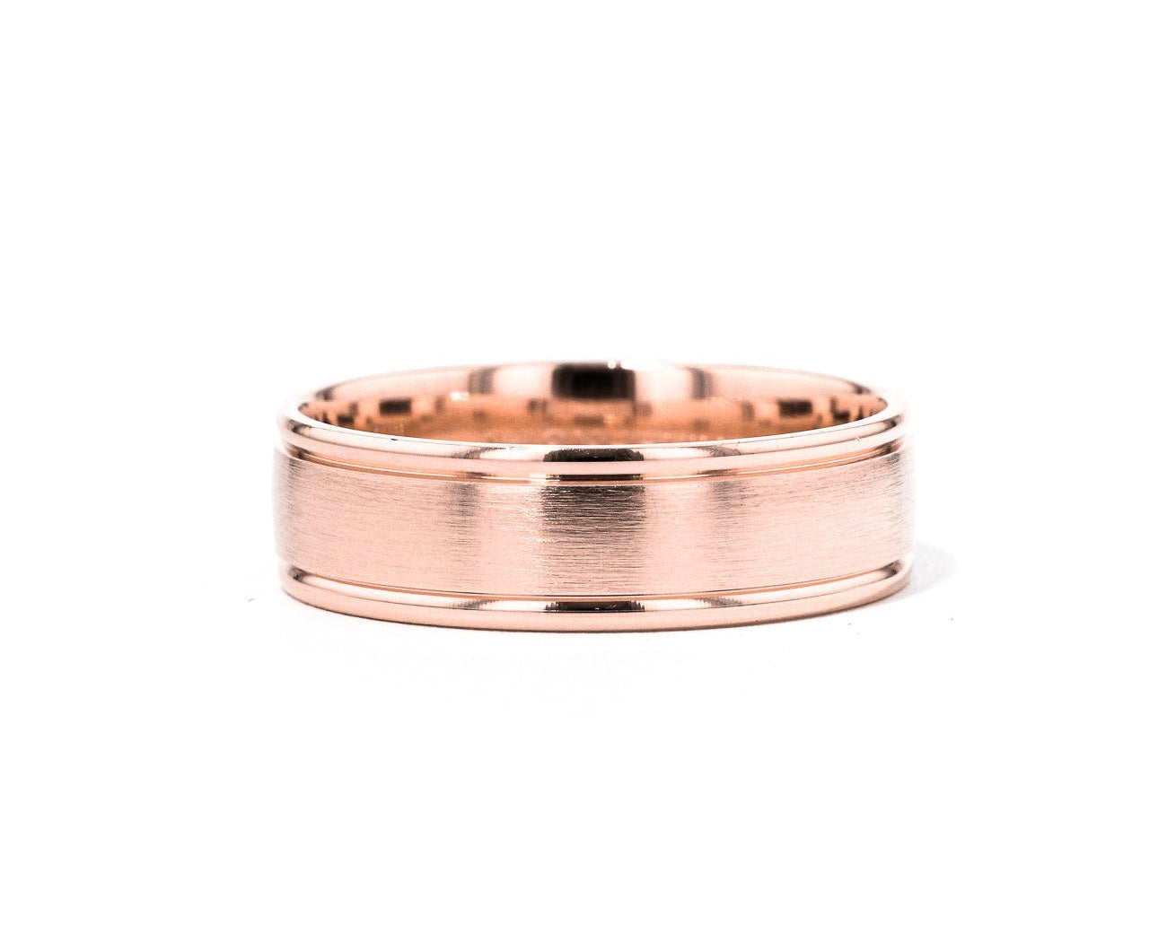Satin Finish Polish Edge 6.5mm Gold Ring Ring Princess Bride Diamonds 6 14K Rose Gold 