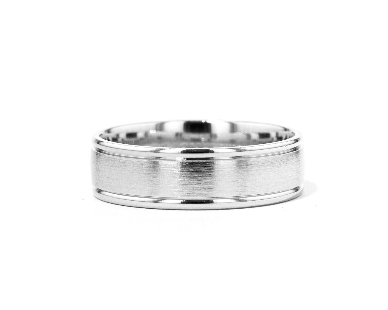 Satin Finish Polish Edge 6.5mm Gold Ring Ring Princess Bride Diamonds 6 14K White Gold 