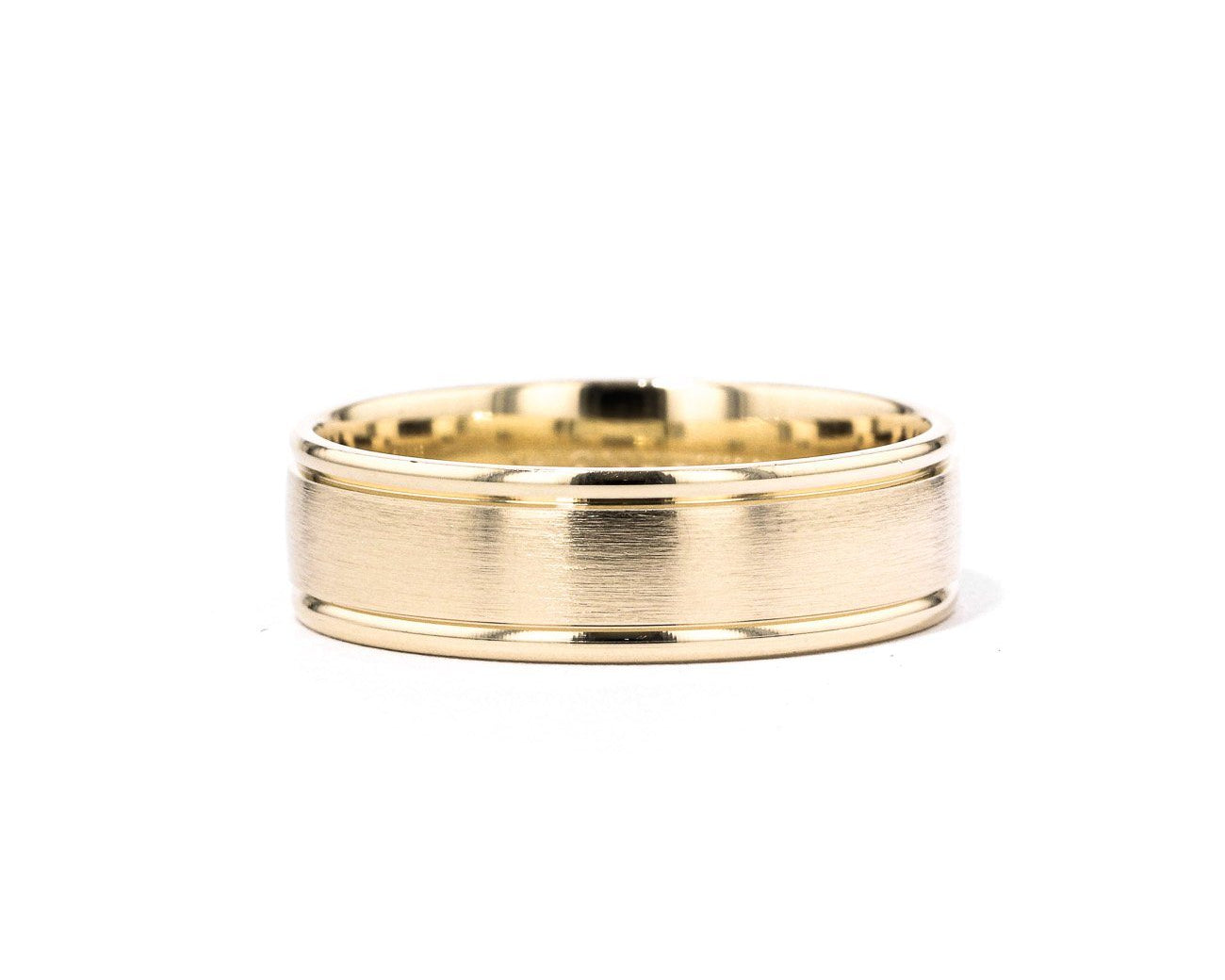Satin Finish Polish Edge 6.5mm Gold Ring Ring Princess Bride Diamonds 6 14K Yellow Gold 