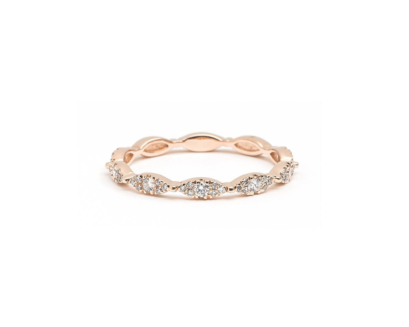 Seamless Marquise Diamond Ring Ring Princess Bride Diamonds 3 14K Rose Gold 