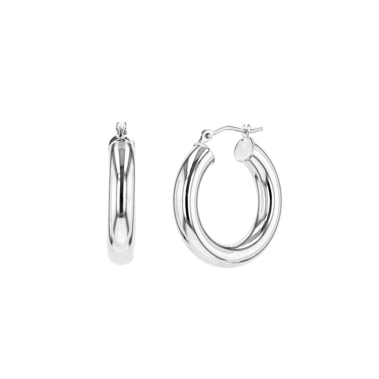 Small 14k Gold Hoops Fine Jewelry Earrings Princess Bride Diamonds 14K White Gold 