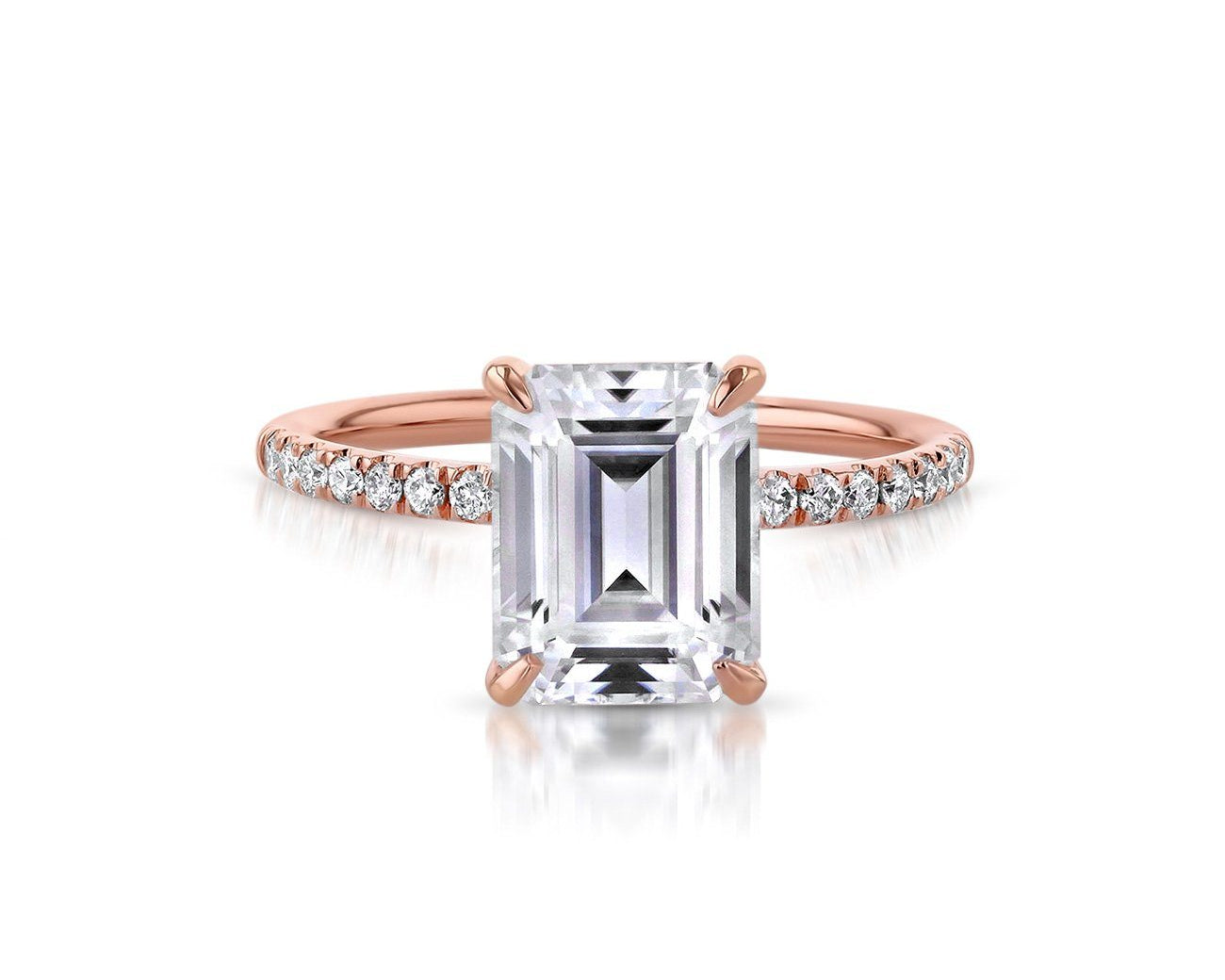 Stephanie Emerald Engagement Rings Princess Bride Diamonds 3 14K Rose Gold 