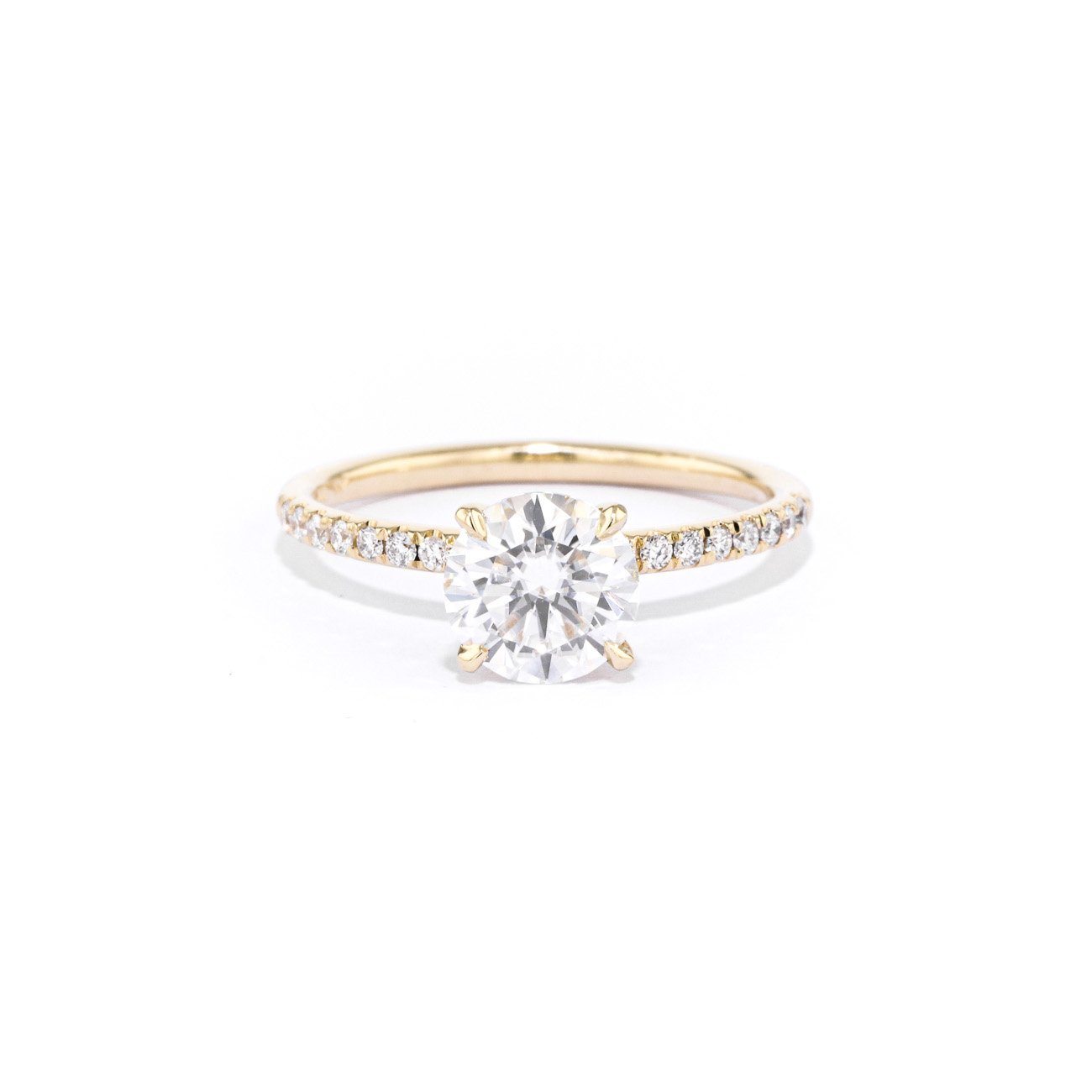 Stephanie Round Engagement Rings Princess Bride Diamonds 3 14K Yellow Gold 