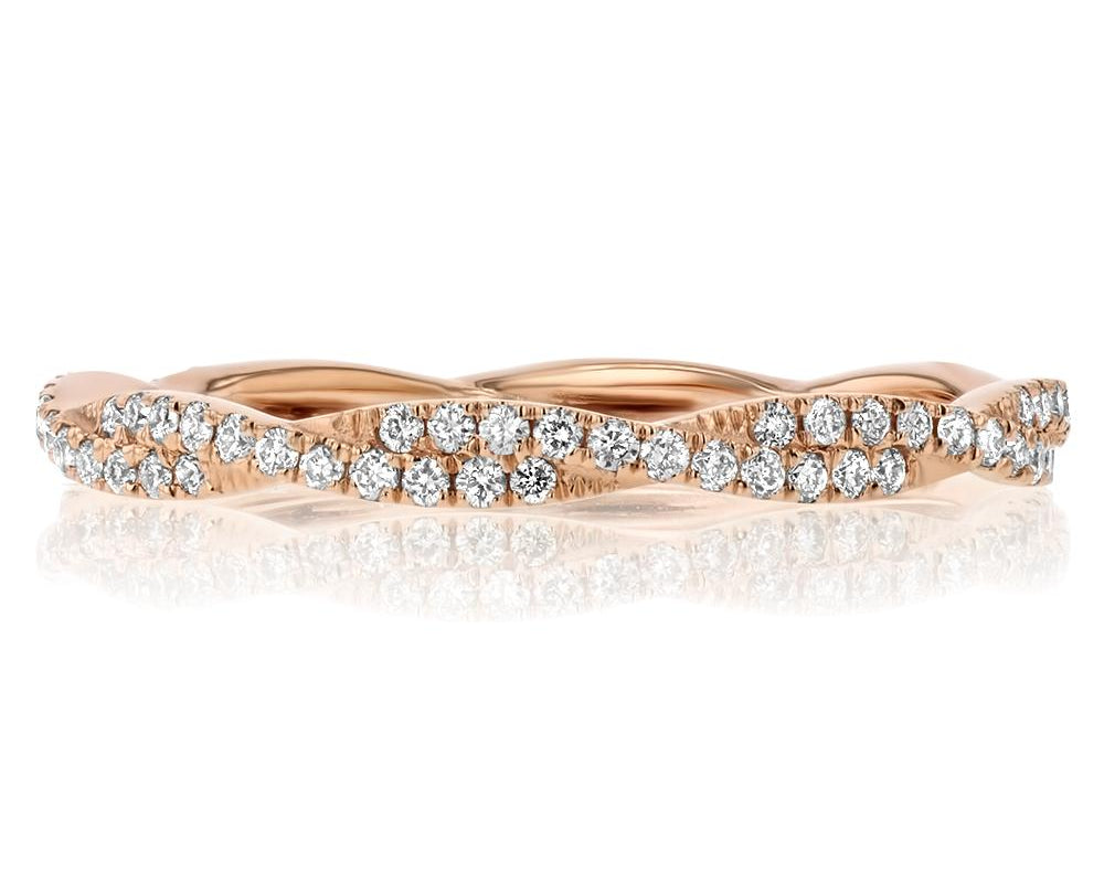 Tight Braid Diamond Ring Ring Princess Bride Diamonds 3 14K Rose Gold 