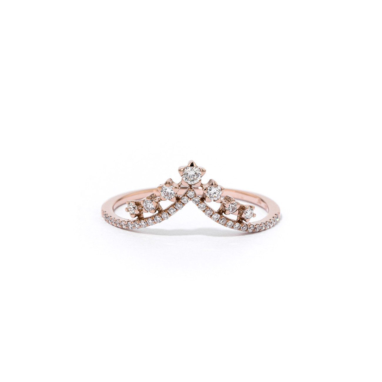 V-Constellation Stackable Ring Ring Princess Bride Diamonds 3 14K Rose Gold 