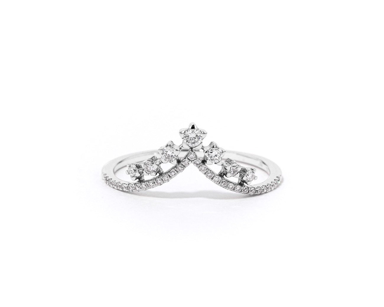 V-Constellation Stackable Ring Ring Princess Bride Diamonds 3 14K White Gold 