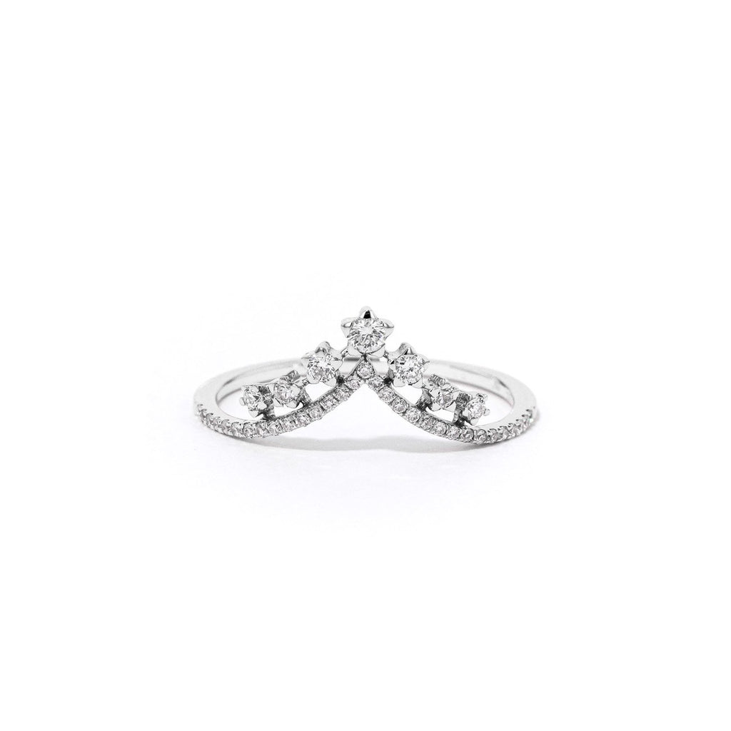V-Constellation Stackable Ring Ring Princess Bride Diamonds 3 14K White Gold 